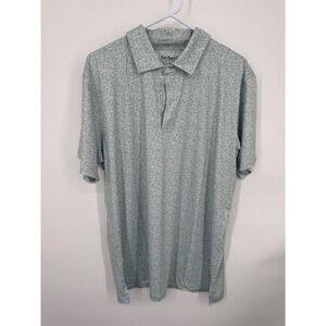 NWT Fish Hippie Polo Shirt Mens Large Green Leaf Print Stretch Short Sleeve Golf